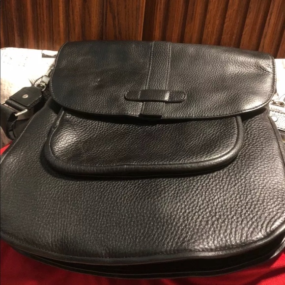 bosca leather messenger bag